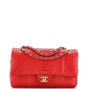 Chanel Classic Double Flap Bag Python #242391C48B